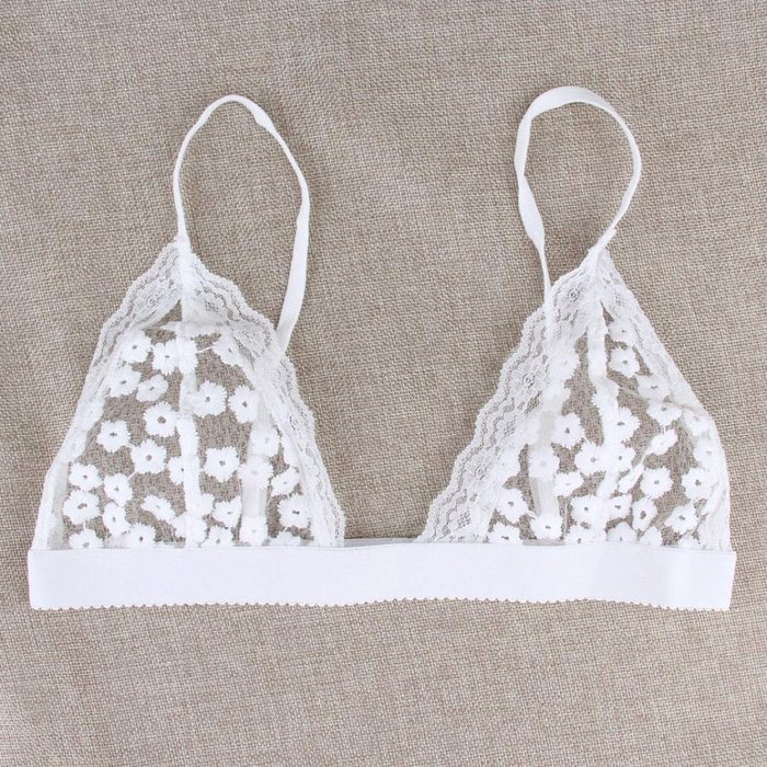Bra Top ，Beautyvan Comfortable Lingerie Floral Sheer Lace Bra Top Seamless Bralette Cup (L, White) N6