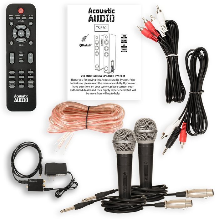 Acoustic Audio TSi350 Bluetooth Powered Floorstanding Tower Multimedia Speakers with Optical Input and Mics TSi350DM2 N2