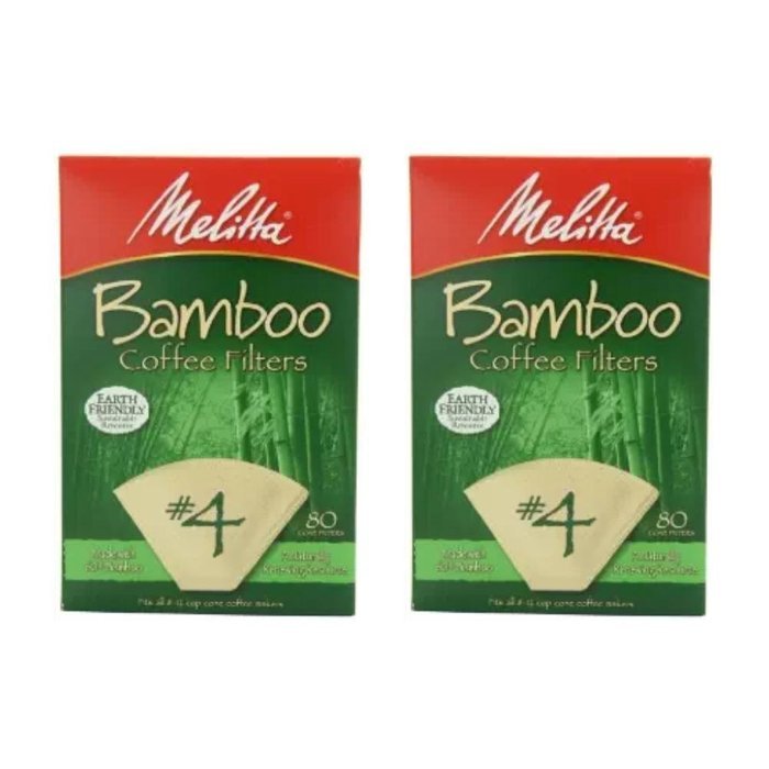 Melitta Bamboo Coffee Filters, #4, 80-Count Boxes (Pack of 2)