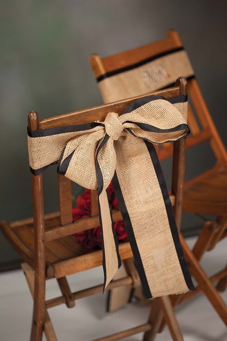 Hortense B. Hewitt Burlap Mr. and Mrs. Chair Sashes, Set of 2 N4