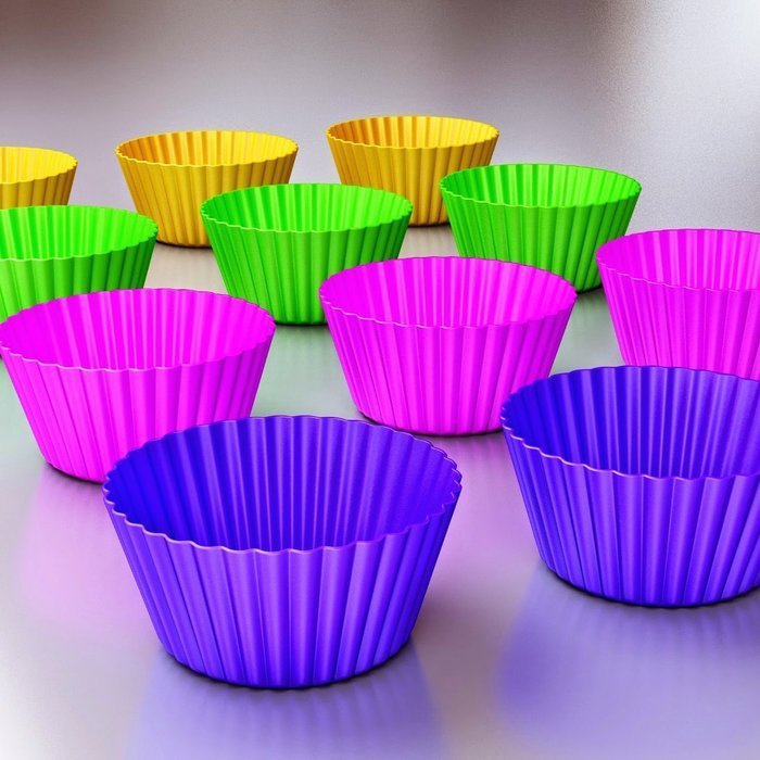 Silicone Baking Cups / Mold Cupcake / muffin Set - Premium Quality - Non-Stick - Best 12 Cupcake Liners Includes... N2