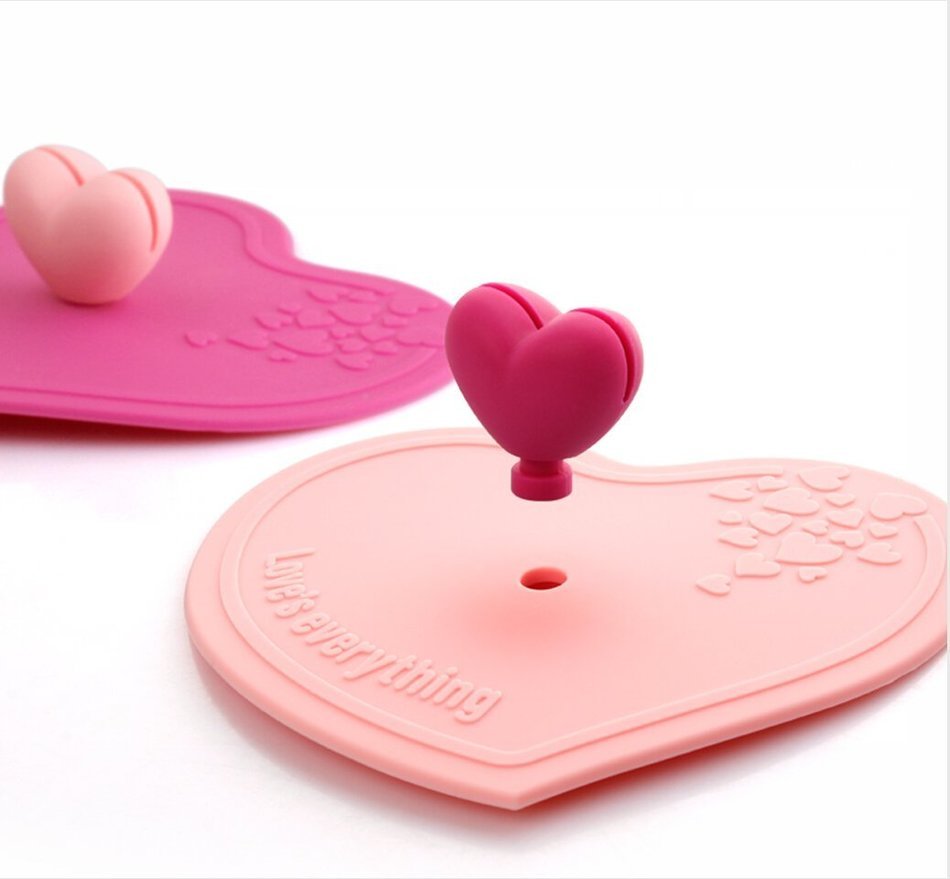 ME.FAN&trade; Silicone Anti-dust Glass Cup Cover - Love Is Everything Silicone Cup Lids - Mug Drink Cover/Spoon Holder... N7