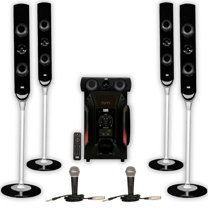 Acoustic Audio AAT1000 Tower 5.1 Speaker System with 2 Mics and Powered Subwoofer