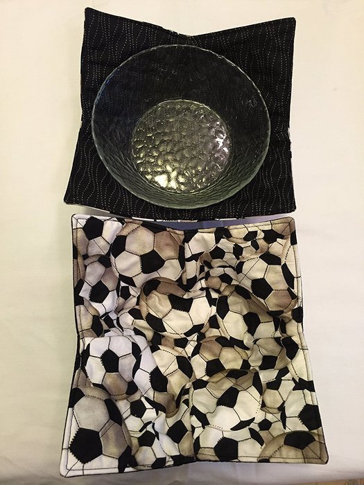 Black & white Soccer balls - handmade, Hot Cold Bowl Cozy,Microwave Bowl Cozie,Fabric Trivet,Hot pad,Pot Holder...