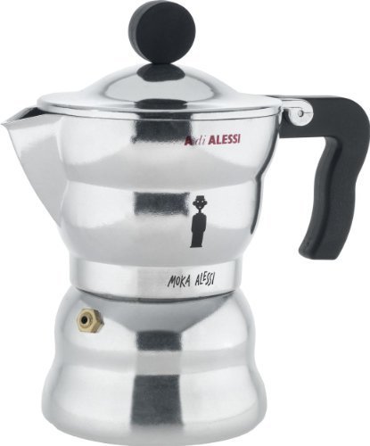 Alessi AAM33/3 Moka Stove Top Espresso 3 Cup Coffee Maker in Aluminium Casting Handle And Knob in Thermoplastic...