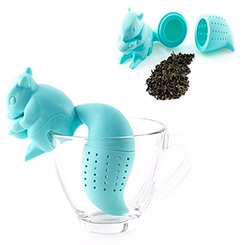 Honice Squirrel Tea Infuser Strainer Creative Cartoon Food Grade Silicone Cute Animal Tea Filter Bags Teaspoon... N2