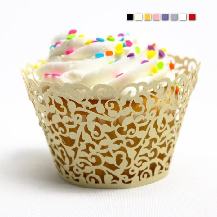 Craft Clouds - Filigree Vine Cupcake Wrappers (White) N10