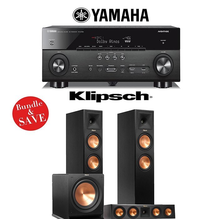 Yamaha AVENTAGE RX-A760BL 7.2-Channel Network A/V Receiver + Klipsch RP-260F + Klipsch RP-440C + Klipsch R-112SW...
