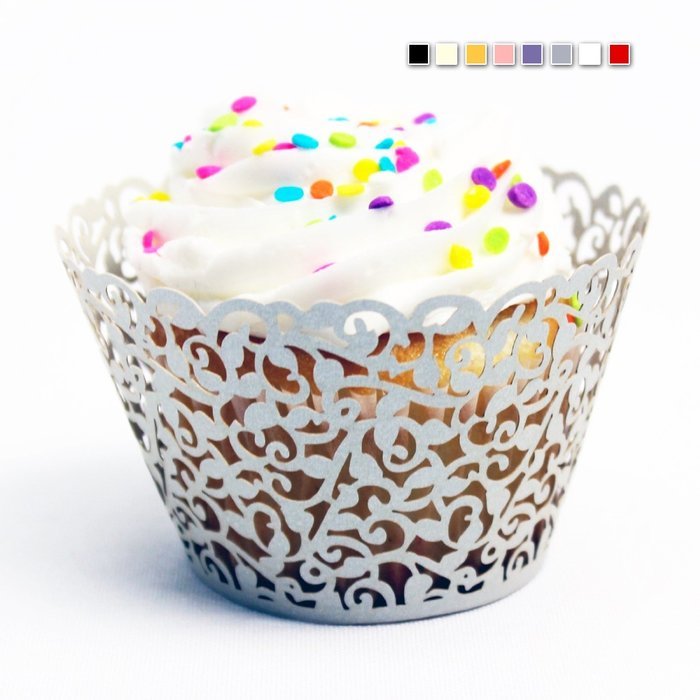 Craft Clouds - Filigree Vine Cupcake Wrappers (White) N12