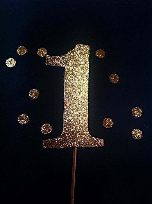 Gold Glitter Number Cake Topper - pick your number N2