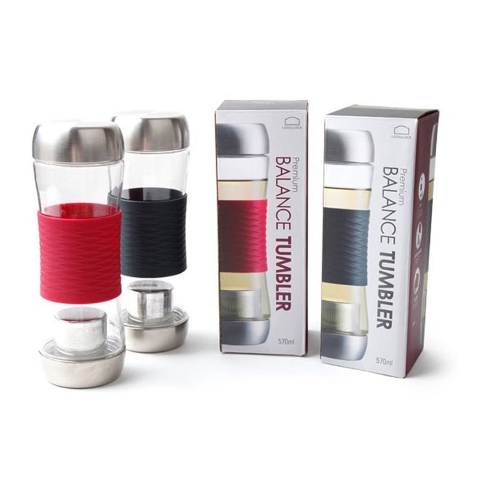 Lock and Lock Bis Free Balance Tumbler- Portable Teapot with Stainless Steel Filter Basket -19oz (Red Wine)