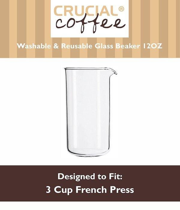 3 Cup (12 OZ) Washable & Reusable Universal Replacement French Press Glass Beaker Fits Bodum & All 3 Cup French... N2