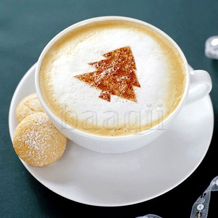 16 x Cappuccino Coffee Stencils Template Strew Flowers Pad Duster Spray N6