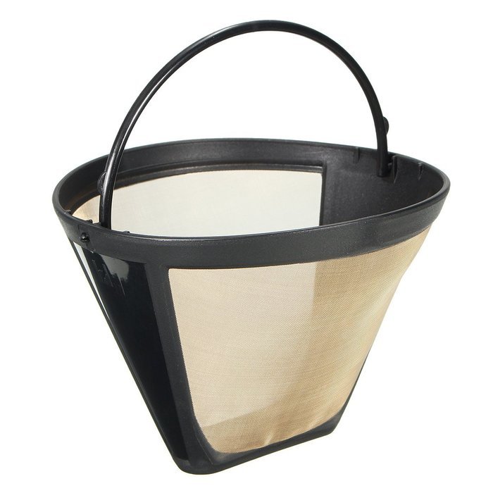 KINGSO Cone Style Gold Permanent Coffee Filter for 10-12 Cups Pack of 2 N4