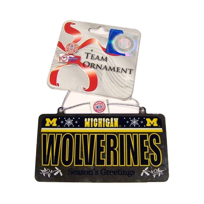 NCAA Michigan Wolverines Metal License Plate Christmas Ornament Foam Ugly Sweater Bundle 2 Pack By Forever Collectibles N3