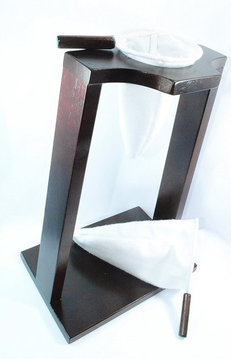 Ticoland Chorreador,Costa Rica Handmade Wooden Stand Coffee Maker, Included:1 Large+1 Medium Size Reusable Cloth... N3