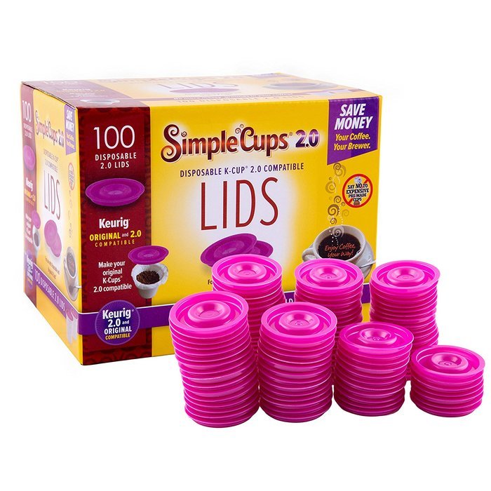 Disposable K-cup Lids for Keurig 2.0 (100 count)- Convert any K-Cup for use with 2.0 Brewers- by Simple Cups N2
