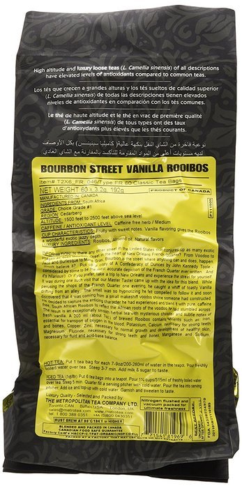 Metropolitan Tea 60 Count Classic Teabags, Bourbon St. Vanilla N3