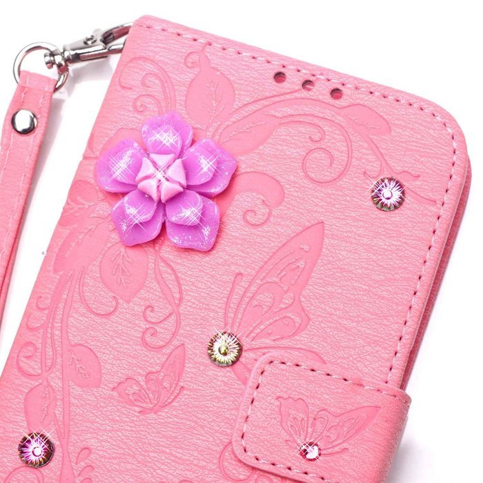 iPhone 7 Case, iPhone 7 Wallet Case,PHEZEN Beauty Luxury Handmade Rose Flower Butterfly Bling Diamond PU Leather... N8