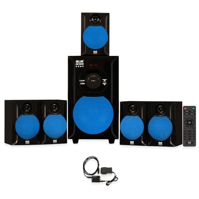 Blue Octave B51 Home Theater 5.1 Powered FM Speaker System with USB and Optical Input N2