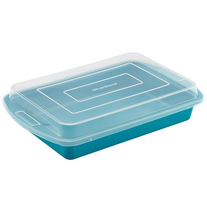 SilverStone Hybrid Ceramic Nonstick Bakeware Covered Cake Pan, 9-Inch x 13-Inch, Marine Blue N8