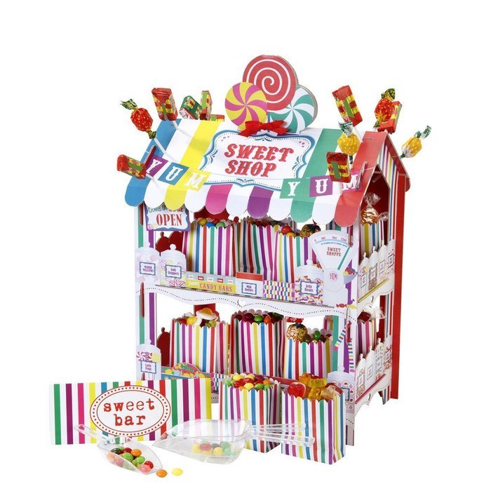 Talking Tables Street Stalls Sweet Shop Multi Stripe 2 Tier Treat Holder Stand, Multicolor N2