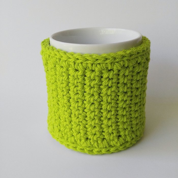 Crochet Coffee Mug Cozy Light Green N3