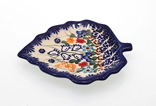 Classic Boleslawiec, Polish Pottery Hand Painted Ceramic Tea Bag Tidy Holder, Diameter: 4.3x5.1inch 516-U-099 N3