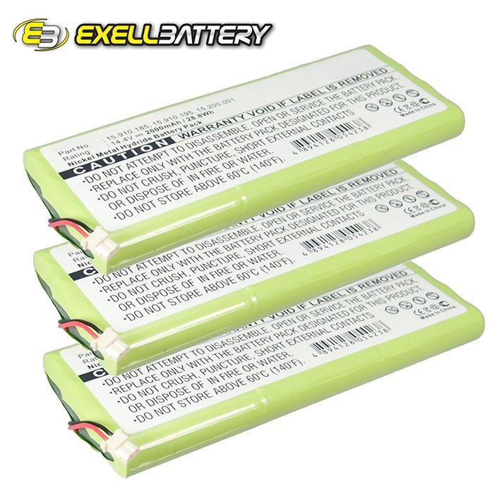 3x Ni-MH 14.4V Battery Fits OZROLL ODS Control 15.910.195 15.910.185 15.200.001