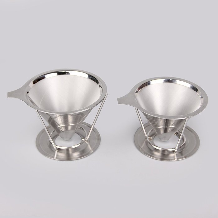Pour over Coffee Filter Cone Coffee Dripper Stainless Steel Paperless Reusable Coffee Filter w/ Stand Double Mesh... N4