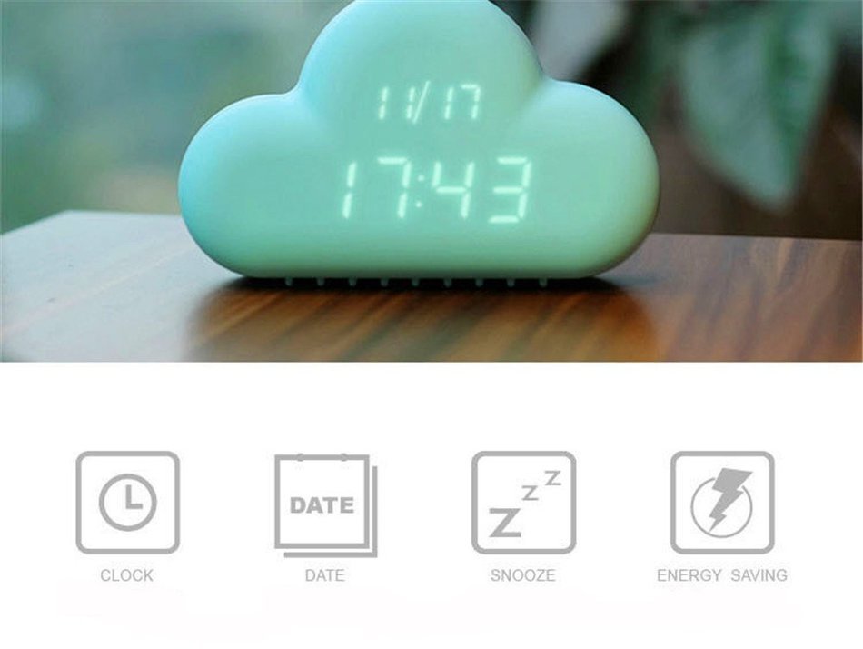 Surborder Shop Creative Cloud Shape LED Digital Alarm Clock with Sound-activated Function, Saving Power Mode and... N2