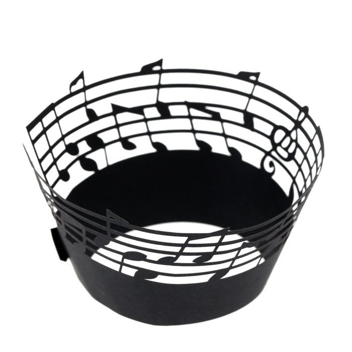 Anself 50Pcs Lace Muffin Case Cupcake Paper Cup Liner, Music Notes Staff Pattern N9