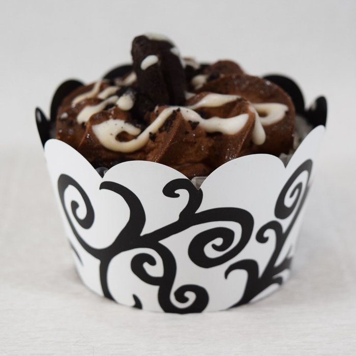 Black and White Wedding Cupcake Wrappers, Polka Dot, Filigree, Confetti Couture Party Supplies, 36 N6