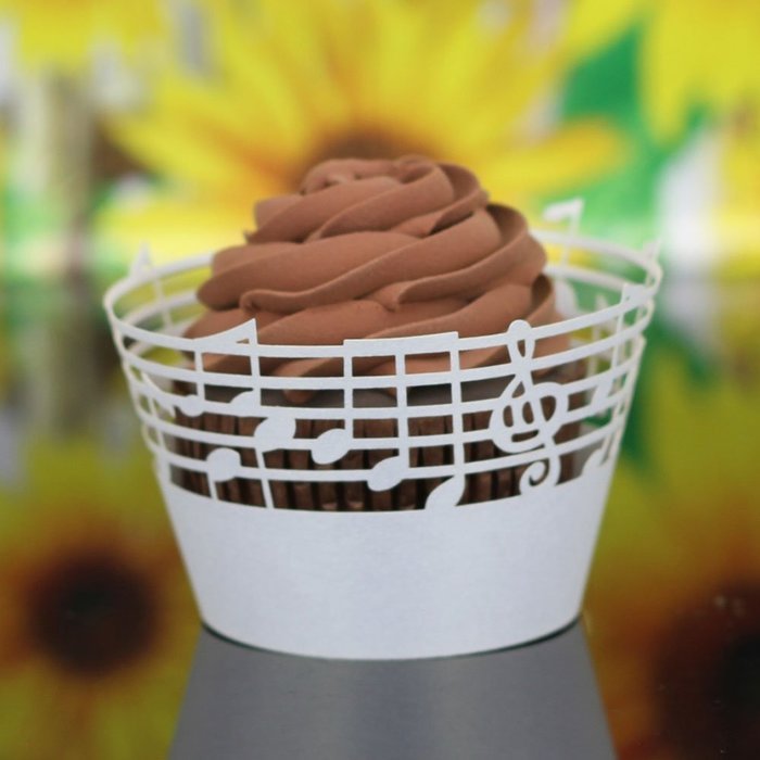 Anself 50Pcs Lace Muffin Case Cupcake Paper Cup Liner, Music Notes Staff Pattern N10