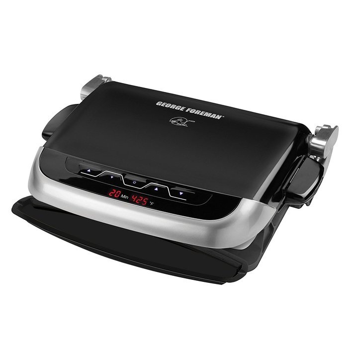 George Foreman GRP4EMB Black Evolve Grill with 2 Grill Plates, 1 Deep-Dish Bake Pan and 1 Cupcake and Muffin Pan...