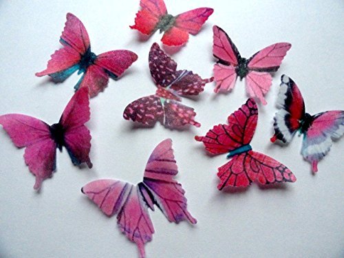 24 PURPLE & PINK Small 1.75" Size Decorative Wafer Paper Butterflies&copy; Edible Butterflies Decorations Edible Image... N2