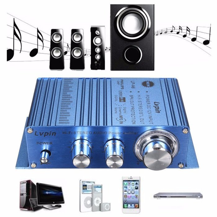Car Amplifier, ELEGIANT 12V DC Mini Subwoofer Family Audio Amplifier for MP3 Mtotorcycle Automobile Home Computer N4