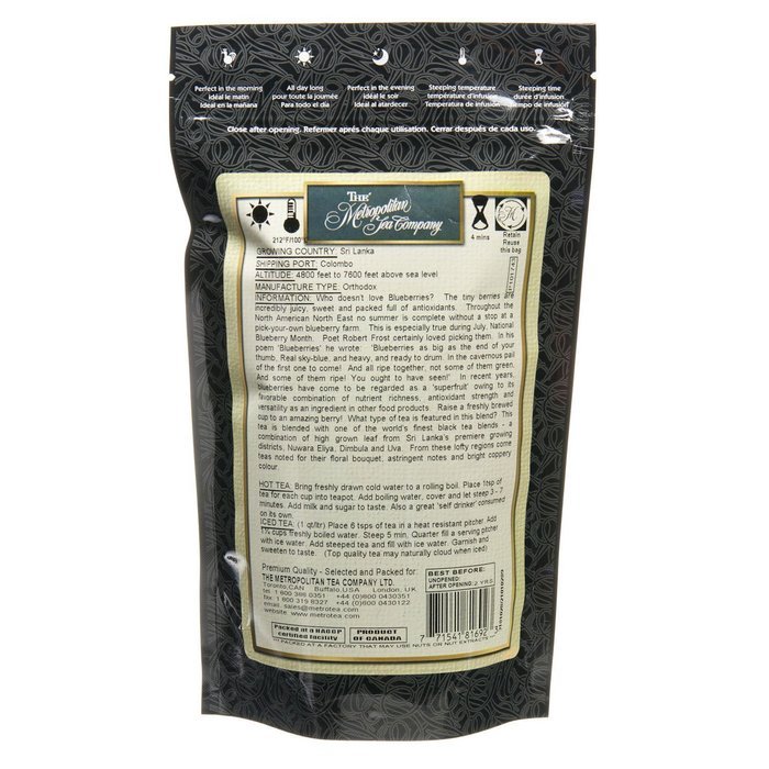 Metropolitan Tea Discovery Loose Tea Pack, Blueberry Flavored Black, 100gm N2