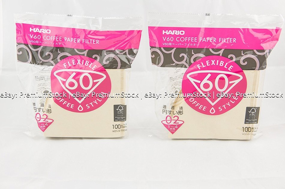 HARIO V60 02 Natural Filter Paper 100 Count 2 Packs (Total of 200 Sheets) Value Gift Set and Colombian Coffee N3