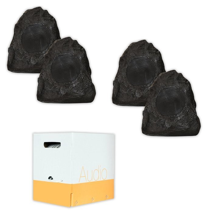 Acoustic Audio G4RS Granite Rock Speakers 2 Pair Pack and Wire Outdoor Weatherproof