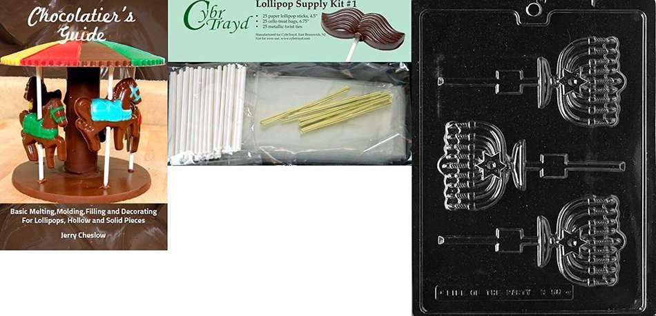 Cybrtrayd R058 Menorah Lolly Chocolate Candy Mold with Exclusive Cybrtrayd Copyrighted Chocolate Molding Instructions... N7