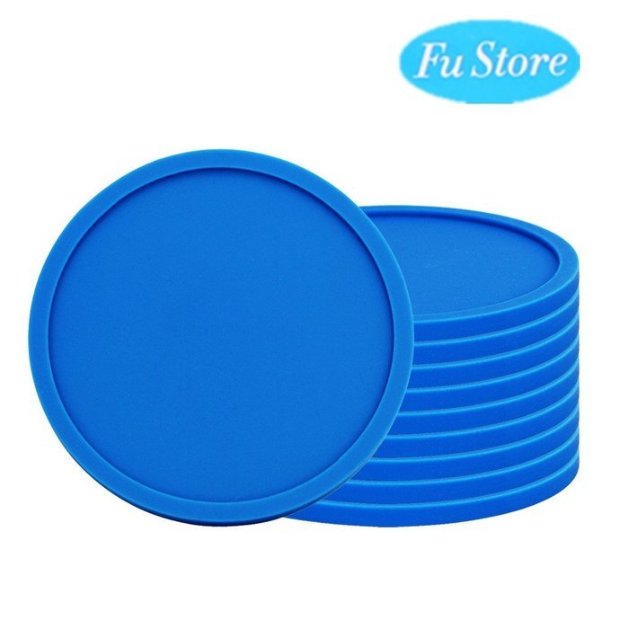 Fu Store Rubber Silicone Drink Coasters (Set of 2 Pieces), Black N13
