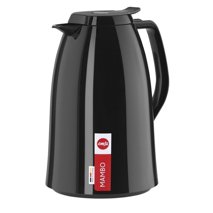 Emsa Mambo High Impact Plastic Thermal Carafe with Glass Liner, 51 oz, Black N3