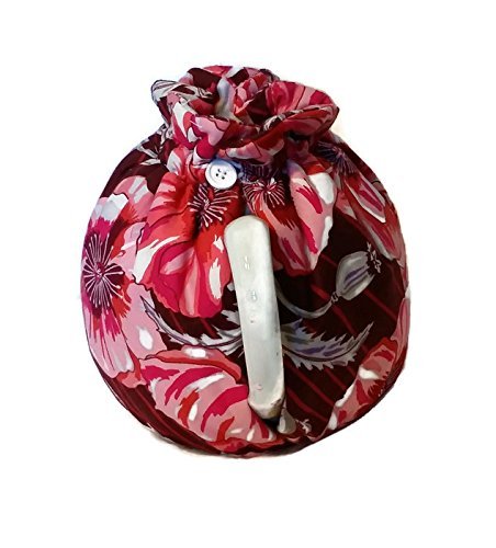 Teapot Cozy with Pink and Red Flowers on burgundy for a 5-8 cup teapot #310 N5