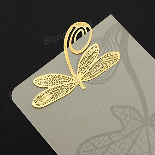 Pink Lizard Reading Gold-plated Dragonfly Metal Clip Bookmark Gift Book Marks N4