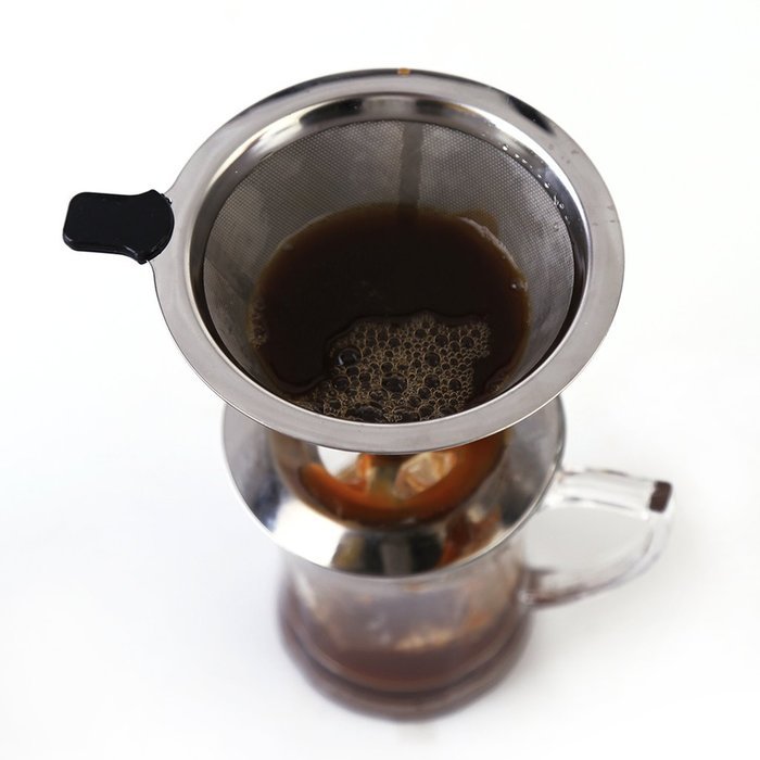 Tobete Stainless Steel Coffee Filter Reusable Pour Over Coffee Dripper Single Cup Make Tool N2