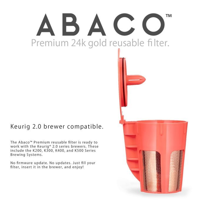ABACO 24K Gold Reusable K-Carafe/K-Cup Coffee Filter(4-5 Cup) for Keurig 2.0 K200,K300,K400,K500 Series Brewers N7