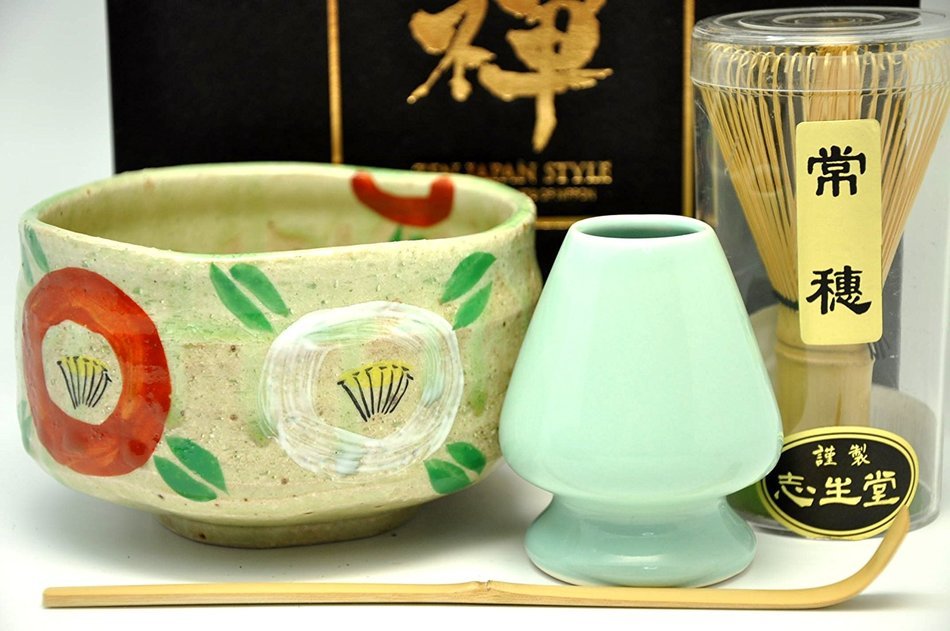 Japanese Mino Yaki ware Matcha Bowl And Tea Ceremony Set Green Tea 12.3 / 12.3 / 7.2cm (4.8 / 4.8 / 2.8inch)[7441] N3