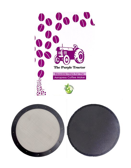 The Purple Tractor's Filter Set For Use With The AeroPress Coffee Maker - 2 Stainless Steel Precision Fit Reusable... N8