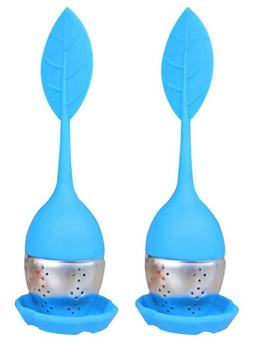 Olens Set of 4 Silicone Handle Stainless Steel Strainer Drip Tray Included - Loose Tea Steeper Filter (Set of... N5